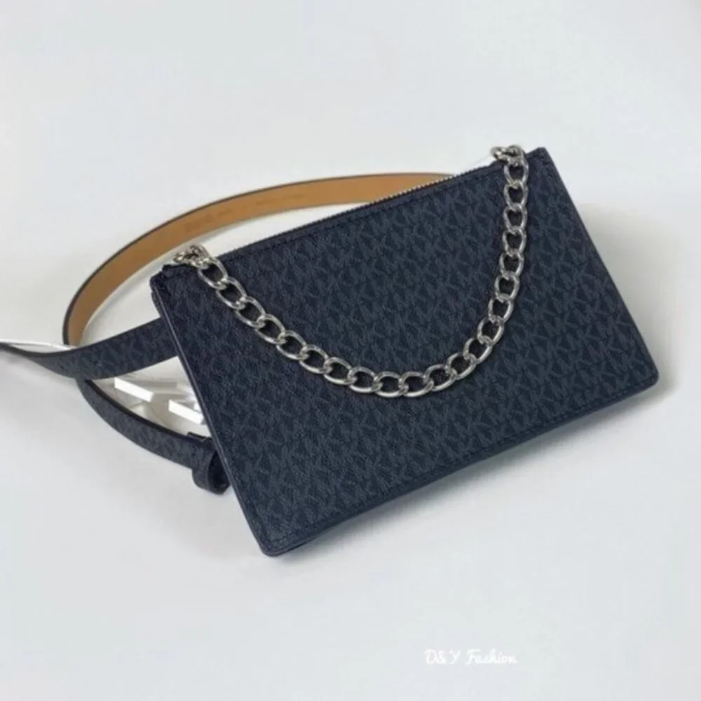 Michael Kors Chain Belt Waist Bag Purse Fanny Pack in Black size Medium